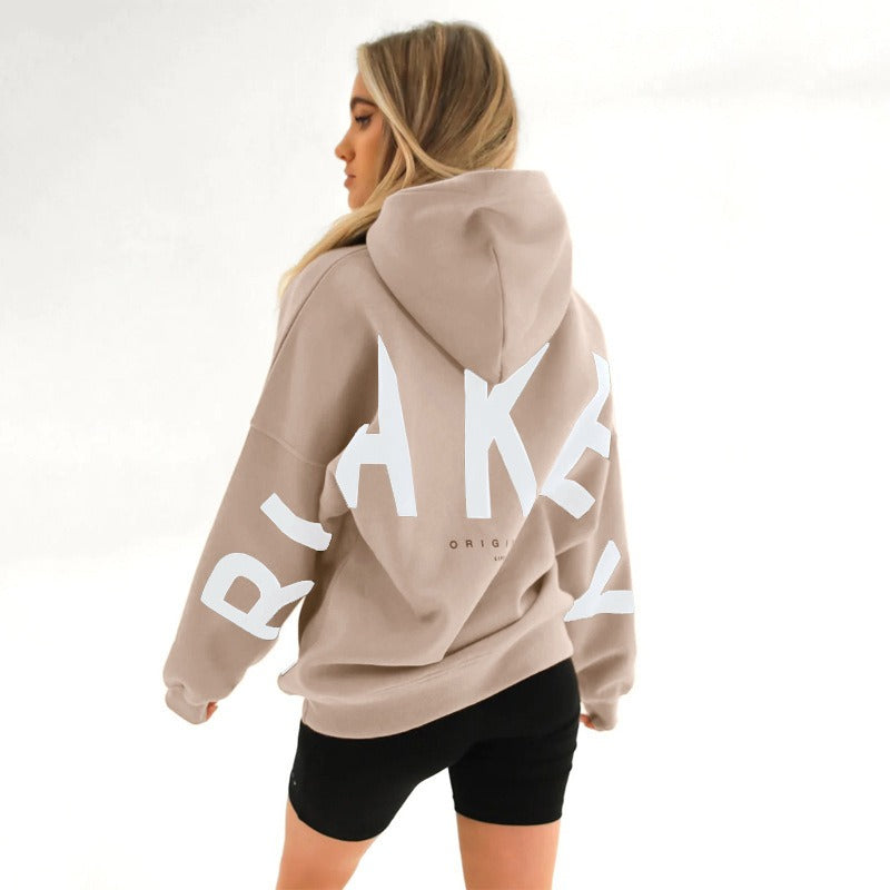 Damen Oversized Hoodie mit Rückenprint und Langarm