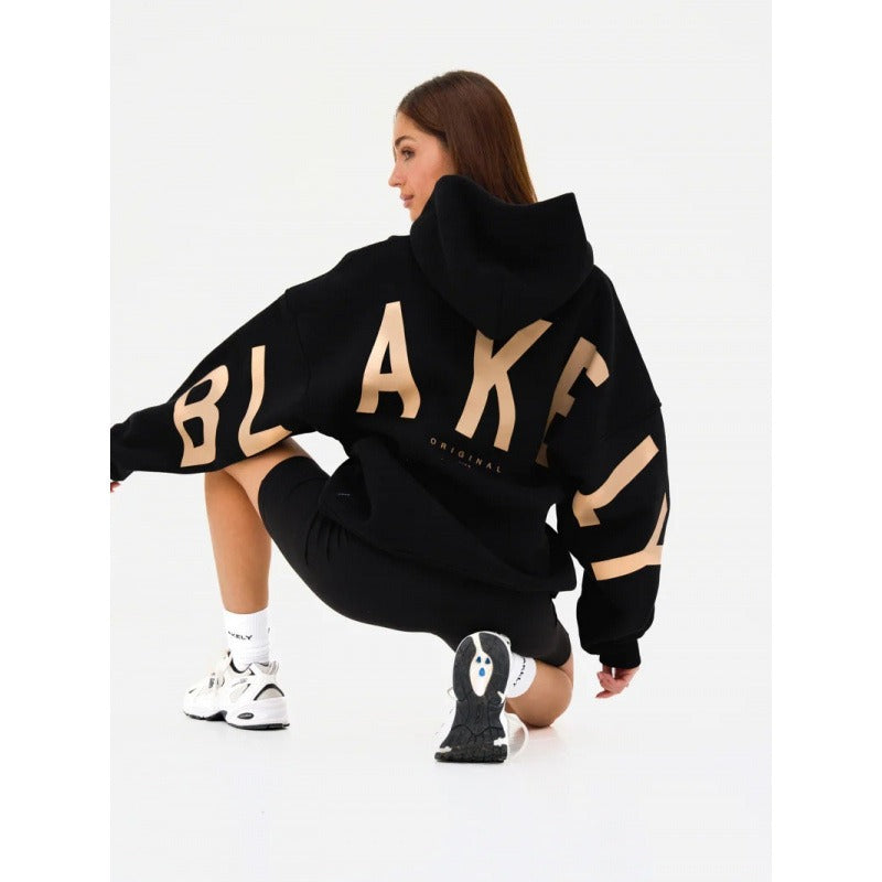 Damen Oversized Hoodie mit Rückenprint und Langarm
