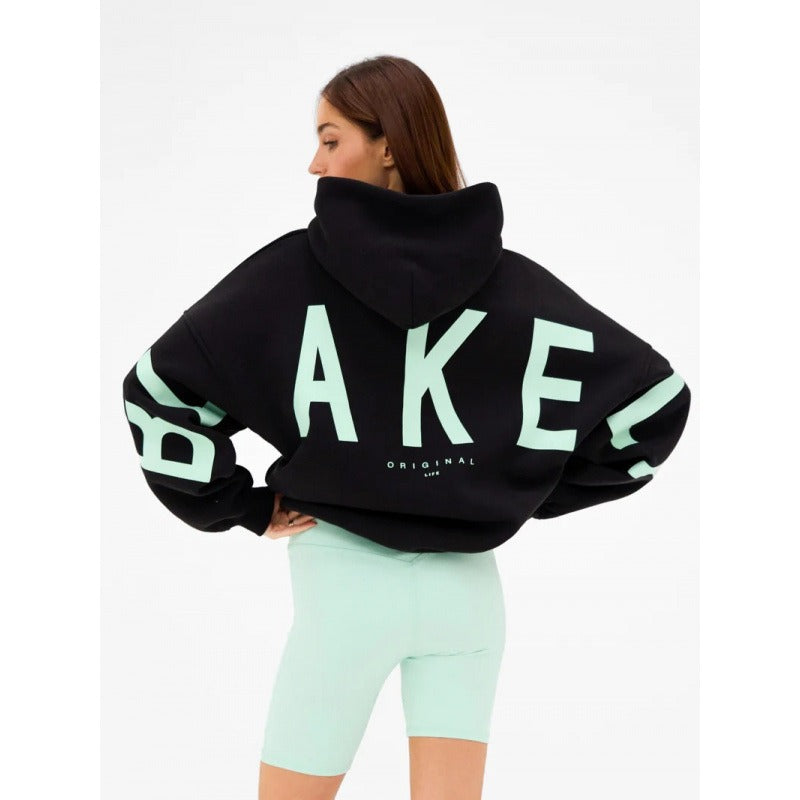 Damen Oversized Hoodie mit Rückenprint und Langarm