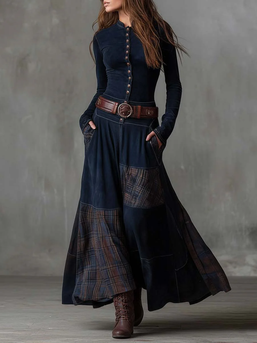 Elisa Maxi Wildleder-Kleid mit Gürtel
