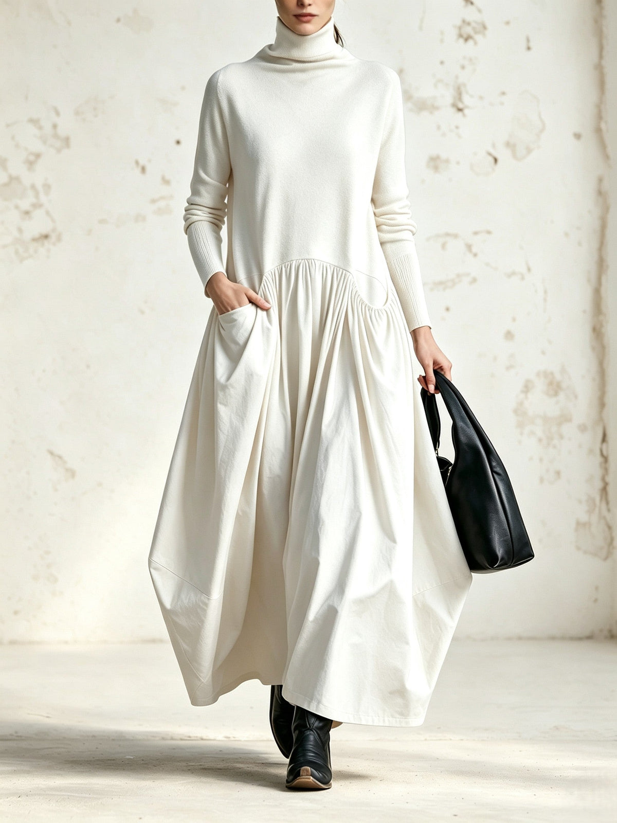 Maxi Oversized Kleid mit Hochkragen