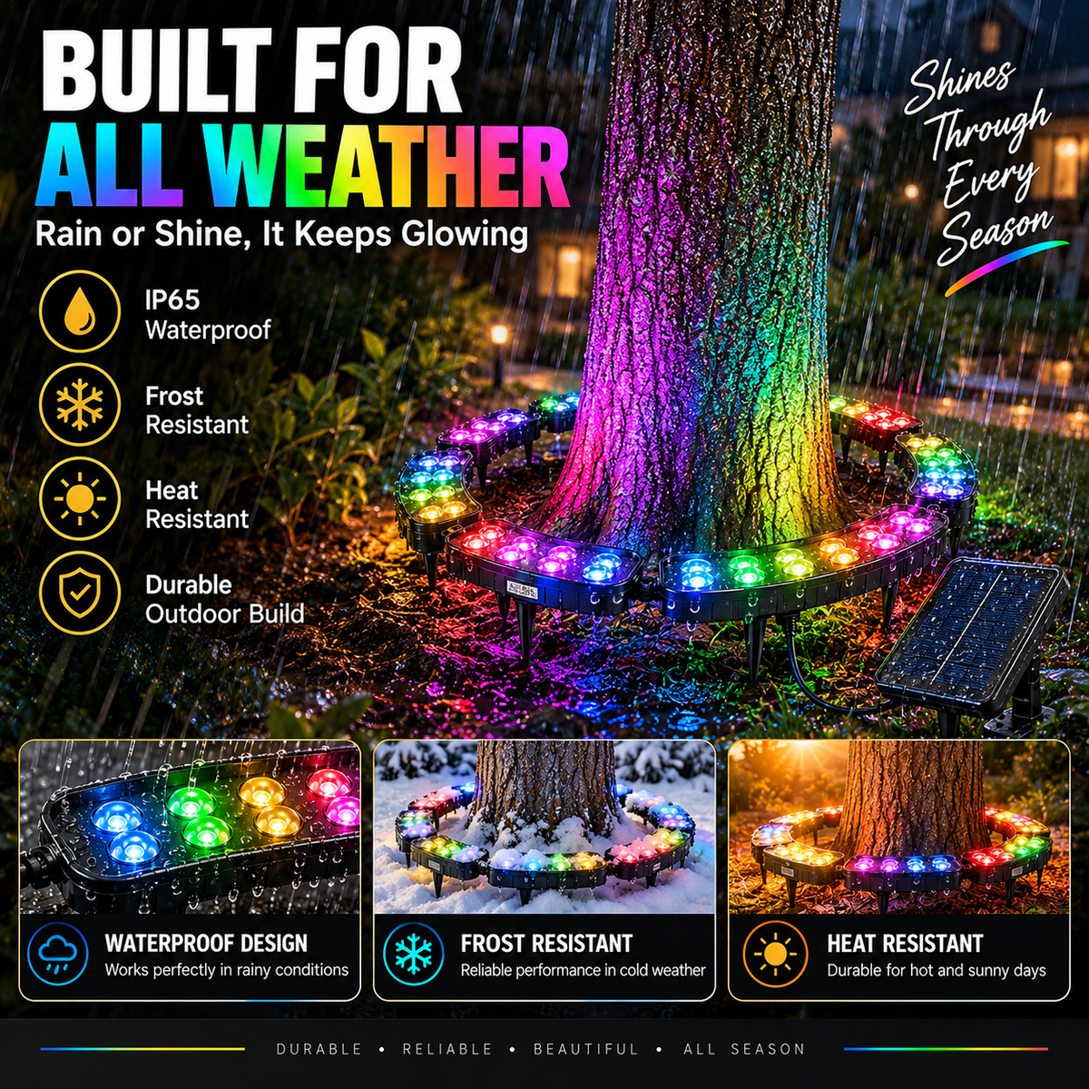 Solarbetriebener RGB Landschafts-Ringlicht für Bäume