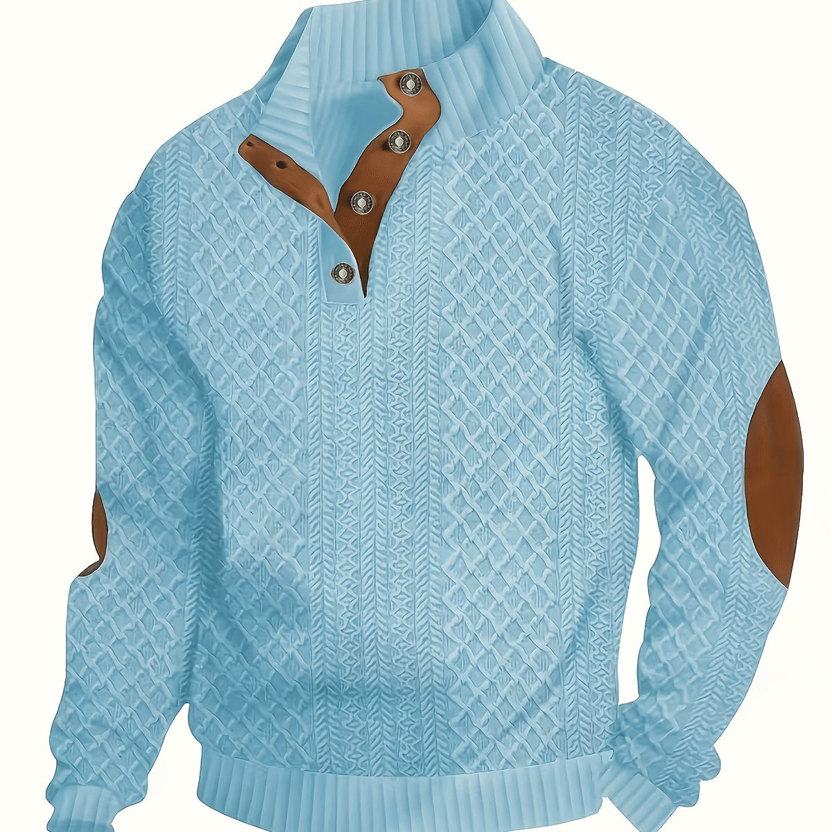 Pullover mit Stehkragen und Knopfleiste im Henley-Stil