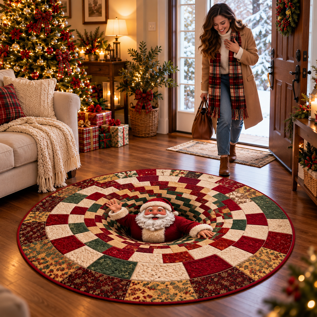 3D-Wirbelquilted Weihnachtsteppich