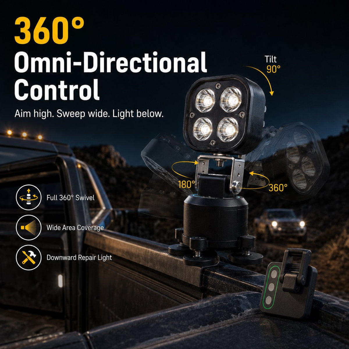 360° Rundum-Magnetisches LED Pod Licht, Tragbares Camping LED Arbeitslicht für Outdoor, Auto, Notfall