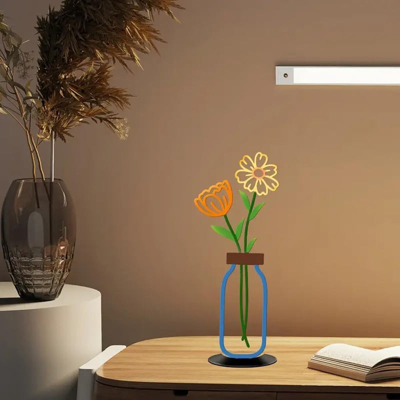 Minimalistische Metall-Linienkunst Blumen