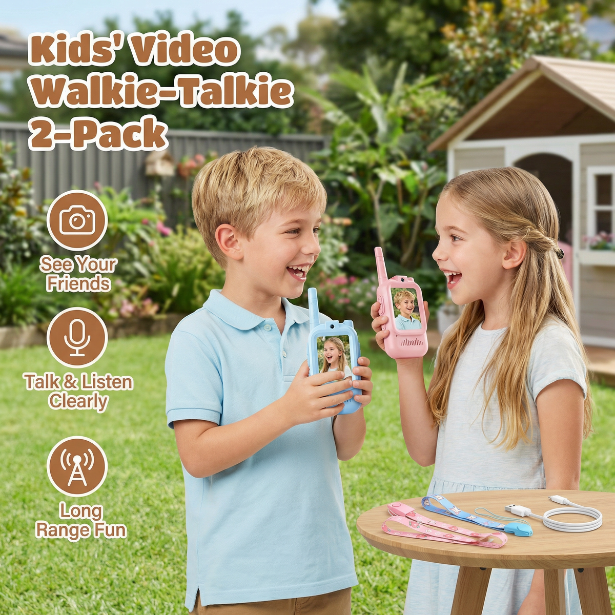 Kinder Video Walkie-Talkie 2er-Pack – Funkgeräte mit Kamera & Bildschirm