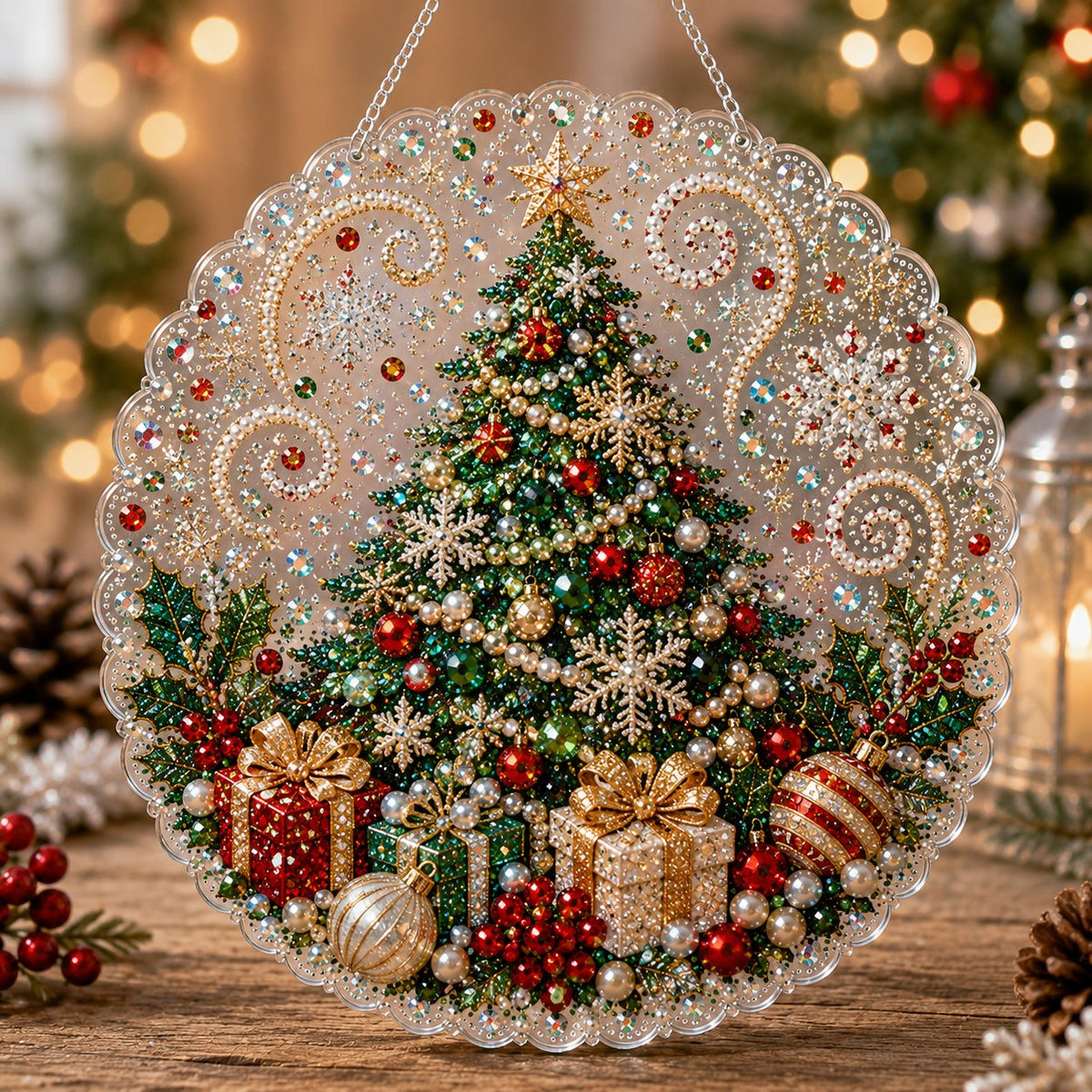 Weihnachts-Perlen-Diamond-Art-Hängeornament-Set