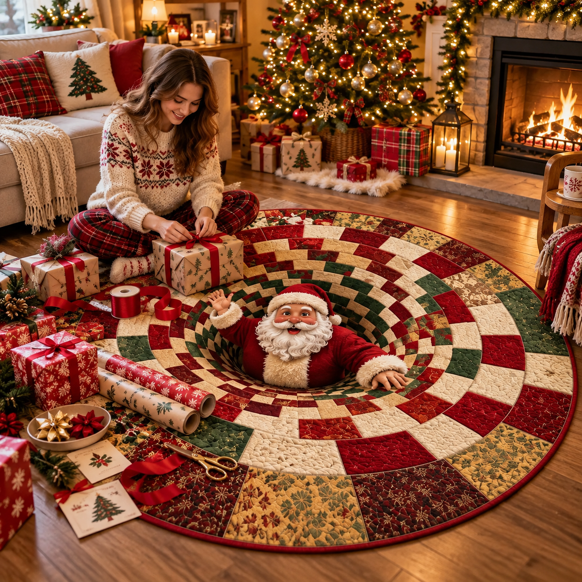 3D-Wirbelquilted Weihnachtsteppich