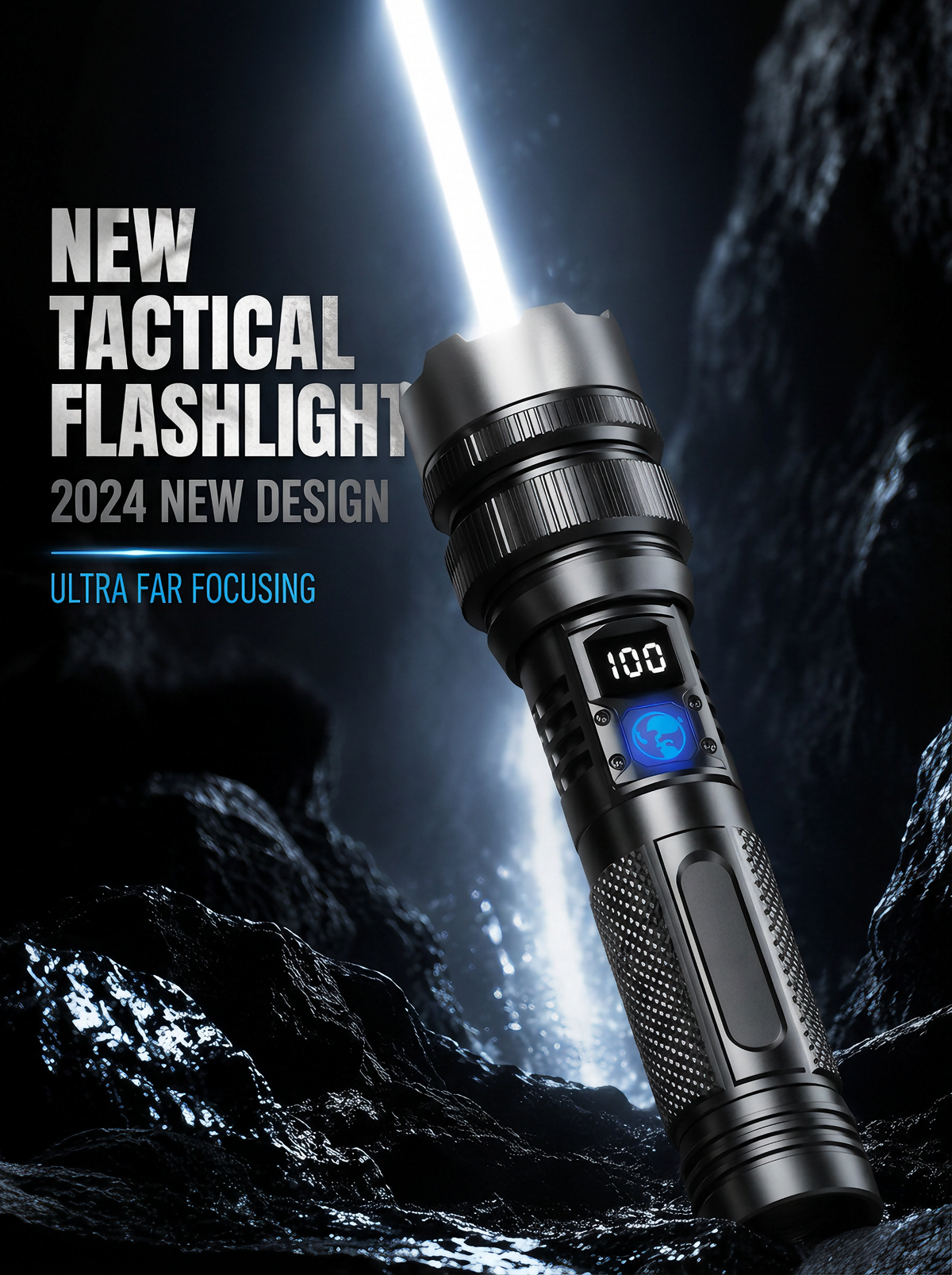 Wiederaufladbare Hochleistungs-Zoom-Taschenlampe – 2000LM, Powerbank & digitale Batterieanzeige