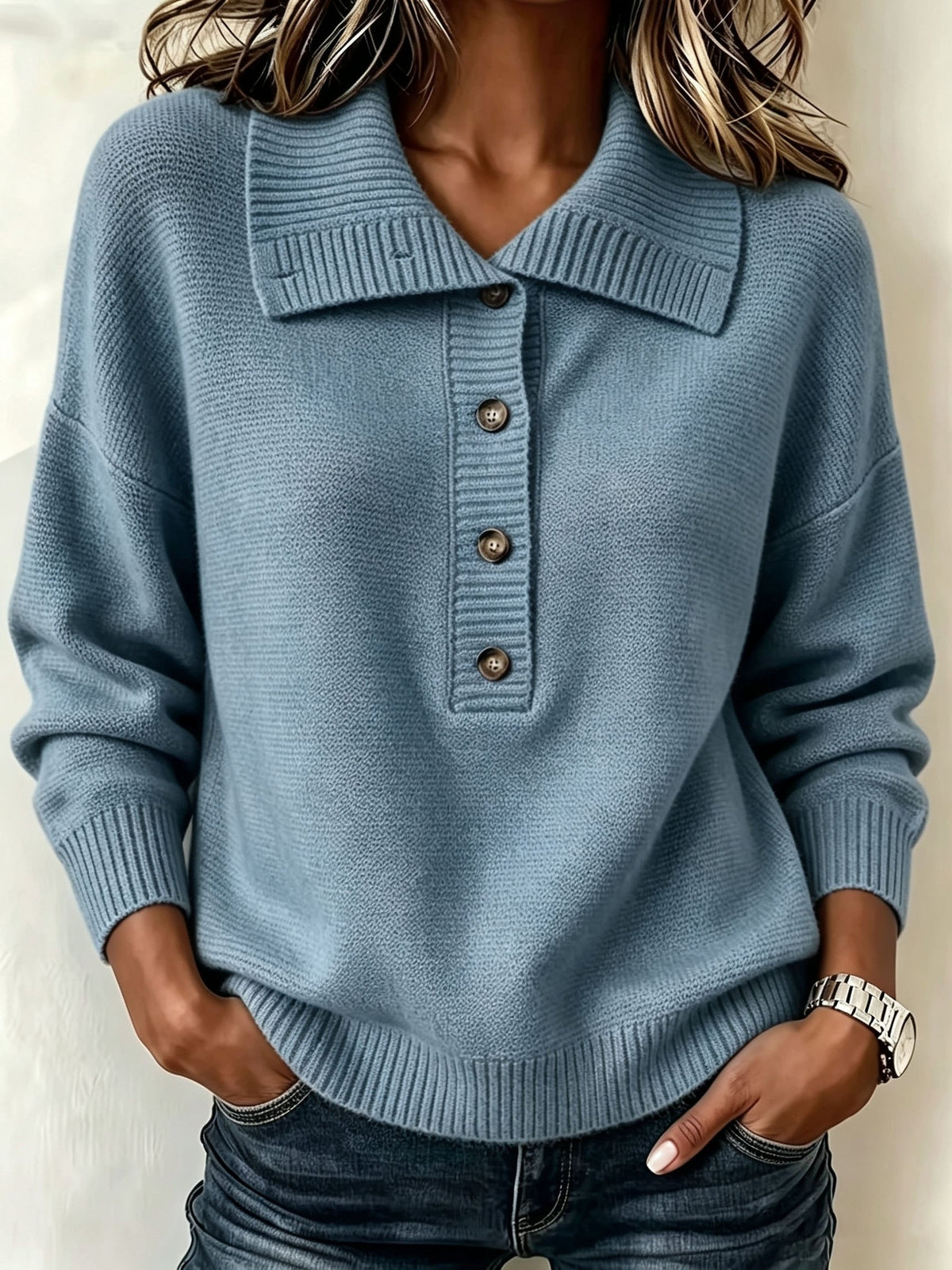 Nicole Damen Herbst-Pullover mit Knöpfen