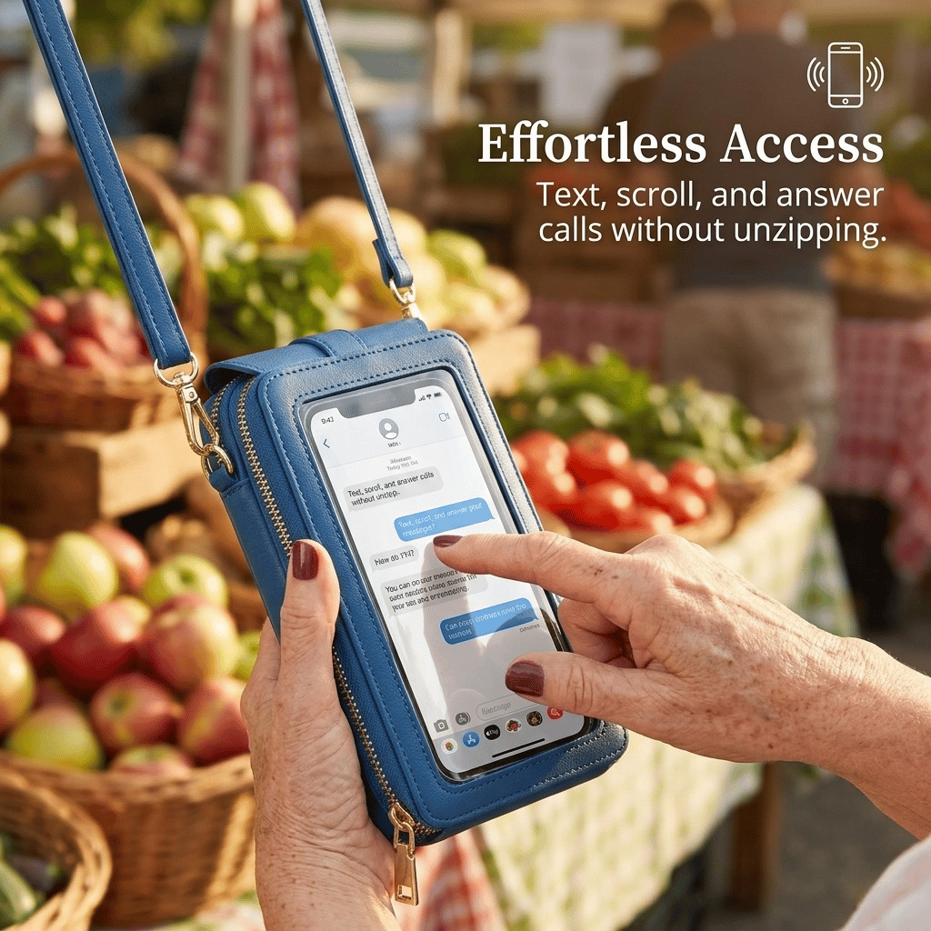 Touchscreen Crossbody Handy-Geldbörse mit Kartenfächern