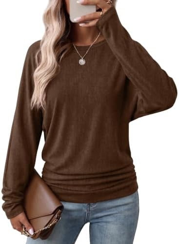Damen Langarmshirt mit gerafftem Saum Herbst Oberteil Leichter Pullover