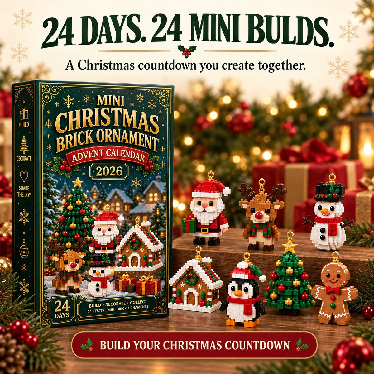 Weihnachtsschmuck-Adventskalender - 24 Mini-Bausätze für Weihnachtsdekoration