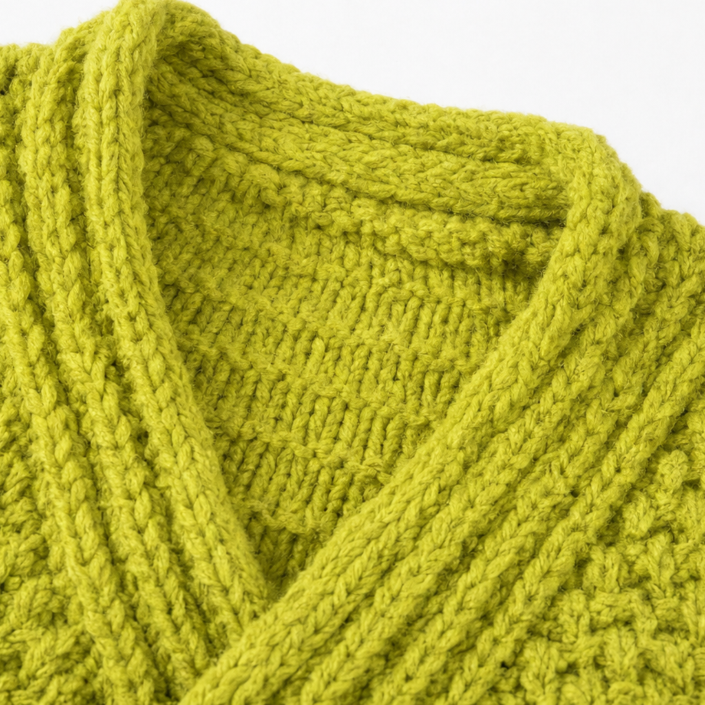 Chunky Knit Crossover V-Ausschnitt Pullover