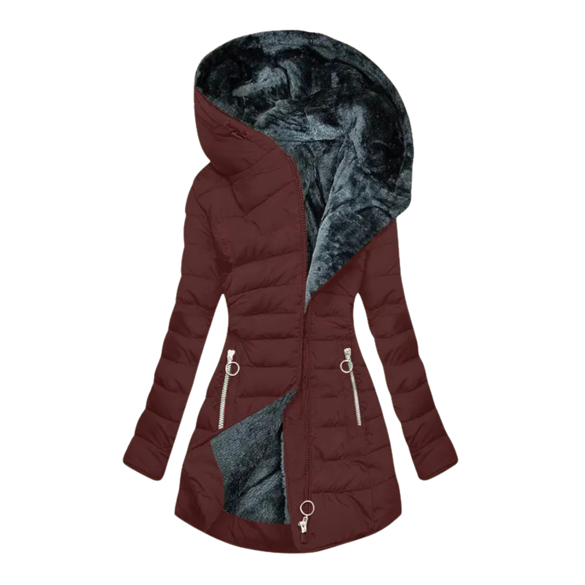 Gesteppte Winter-Daunenjacke für Damen mit Kapuze
