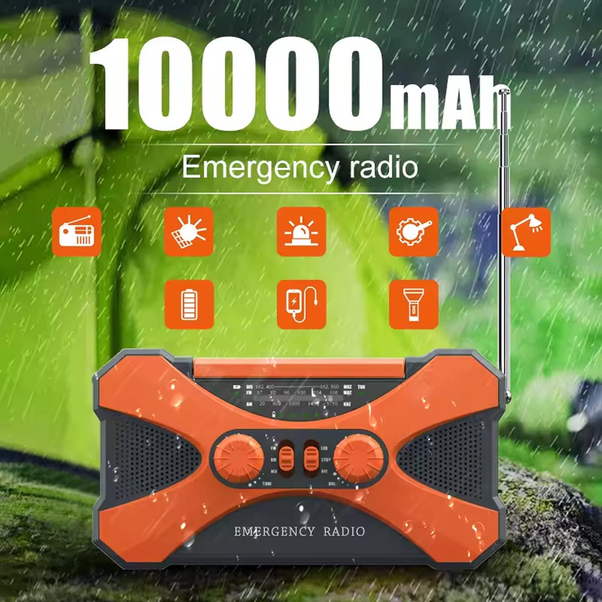 Notfall-Radio mit Handkurbel, Solarpanel und 10000mAh Powerbank