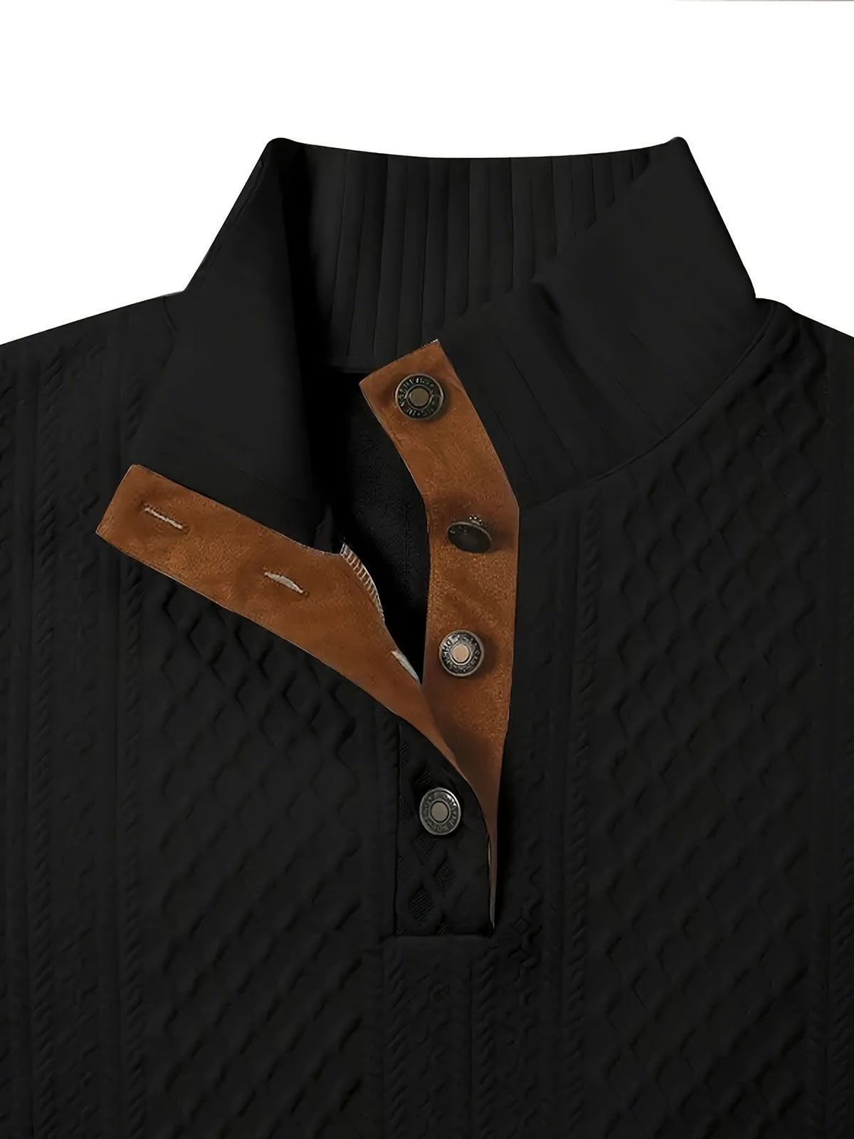 Pullover mit Stehkragen und Knopfleiste im Henley-Stil