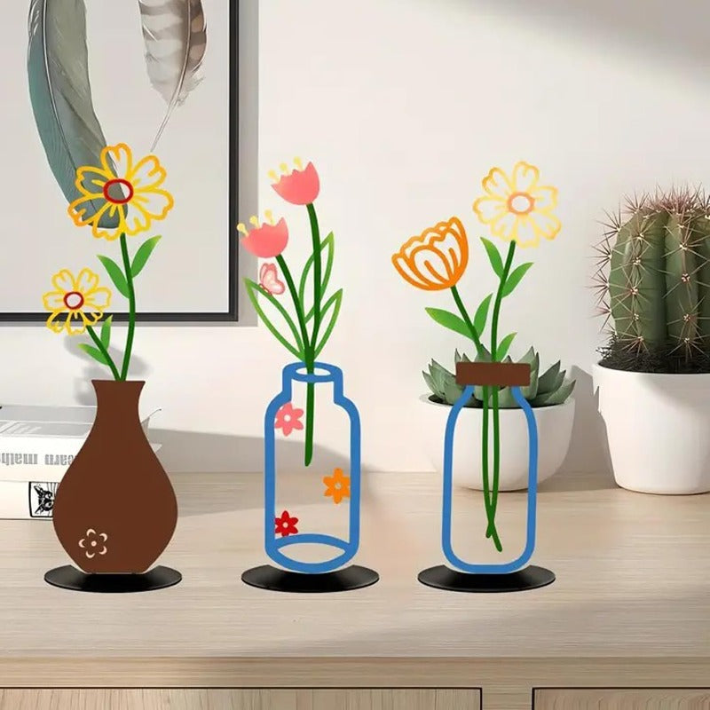 Minimalistische Metall-Linienkunst Blumen