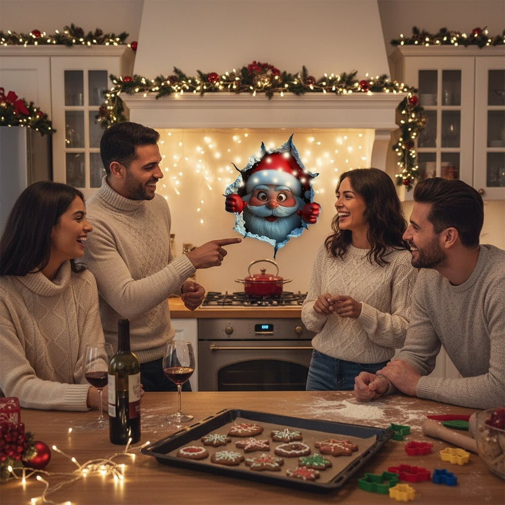 3D-Weihnachtsmann-Aufkleber für die Feiertage Wanddekoration