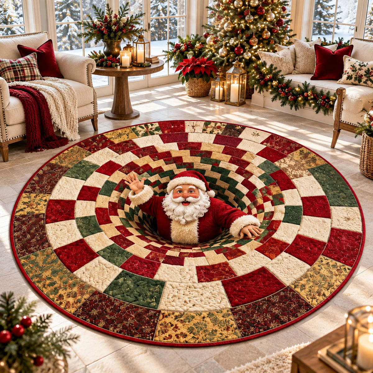 3D-Wirbelquilted Weihnachtsteppich