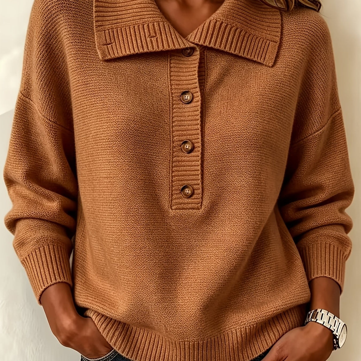 Nicole Damen Herbst-Pullover mit Knöpfen