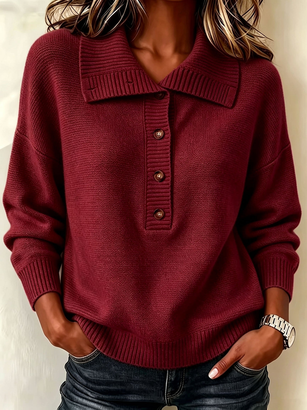 Nicole Damen Herbst-Pullover mit Knöpfen