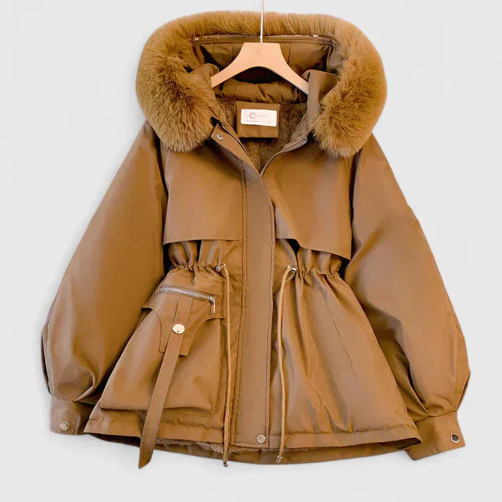 Damen Parka mit Reißverschluss und Kunstfellkapuze mit Besatz