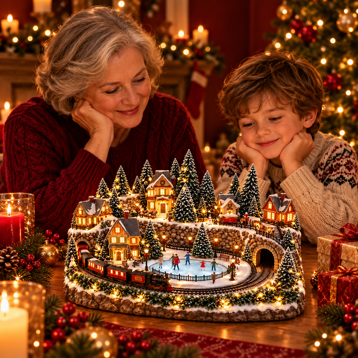 Magischer Weihnachtszug & Eislaufbahn