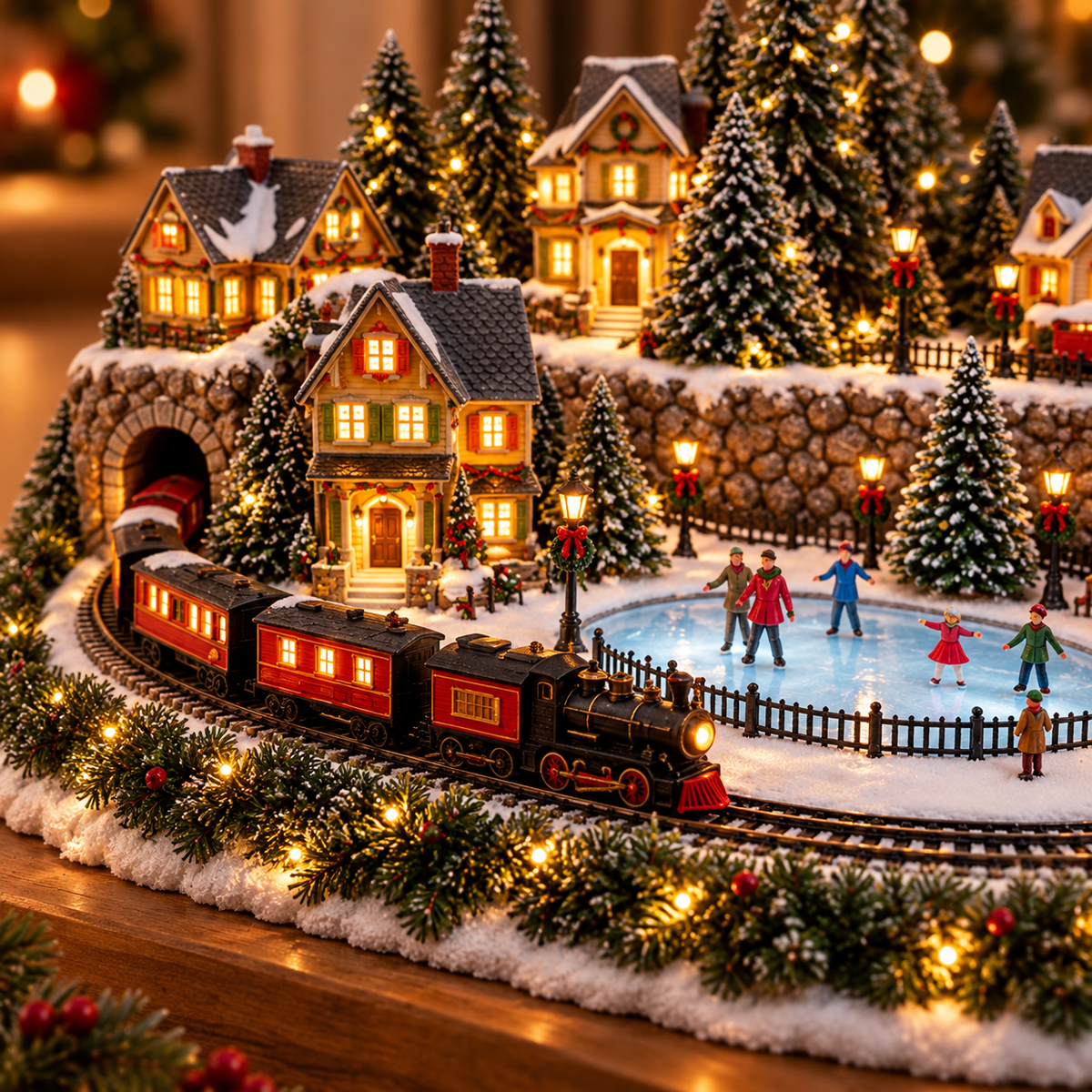 Magischer Weihnachtszug & Eislaufbahn