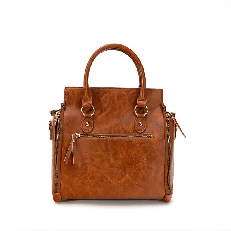 Vintage PU-Leder-Handtasche mit Multitaschen-Organizer-Einsatz