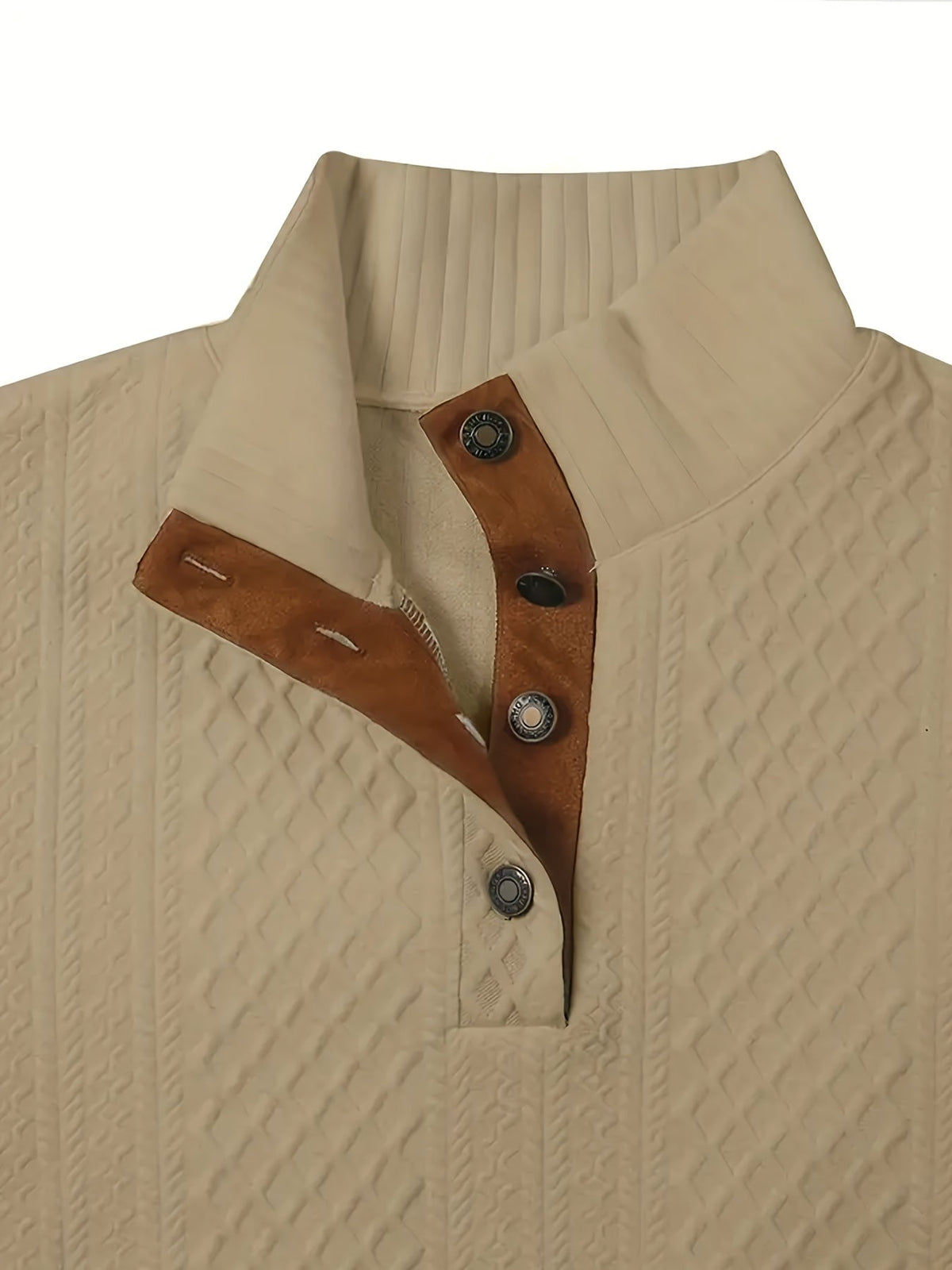 Pullover mit Stehkragen und Knopfleiste im Henley-Stil