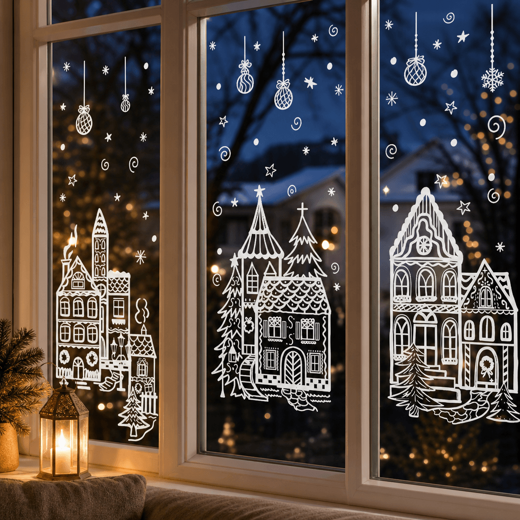 Festliche statische Aufkleber für Glas