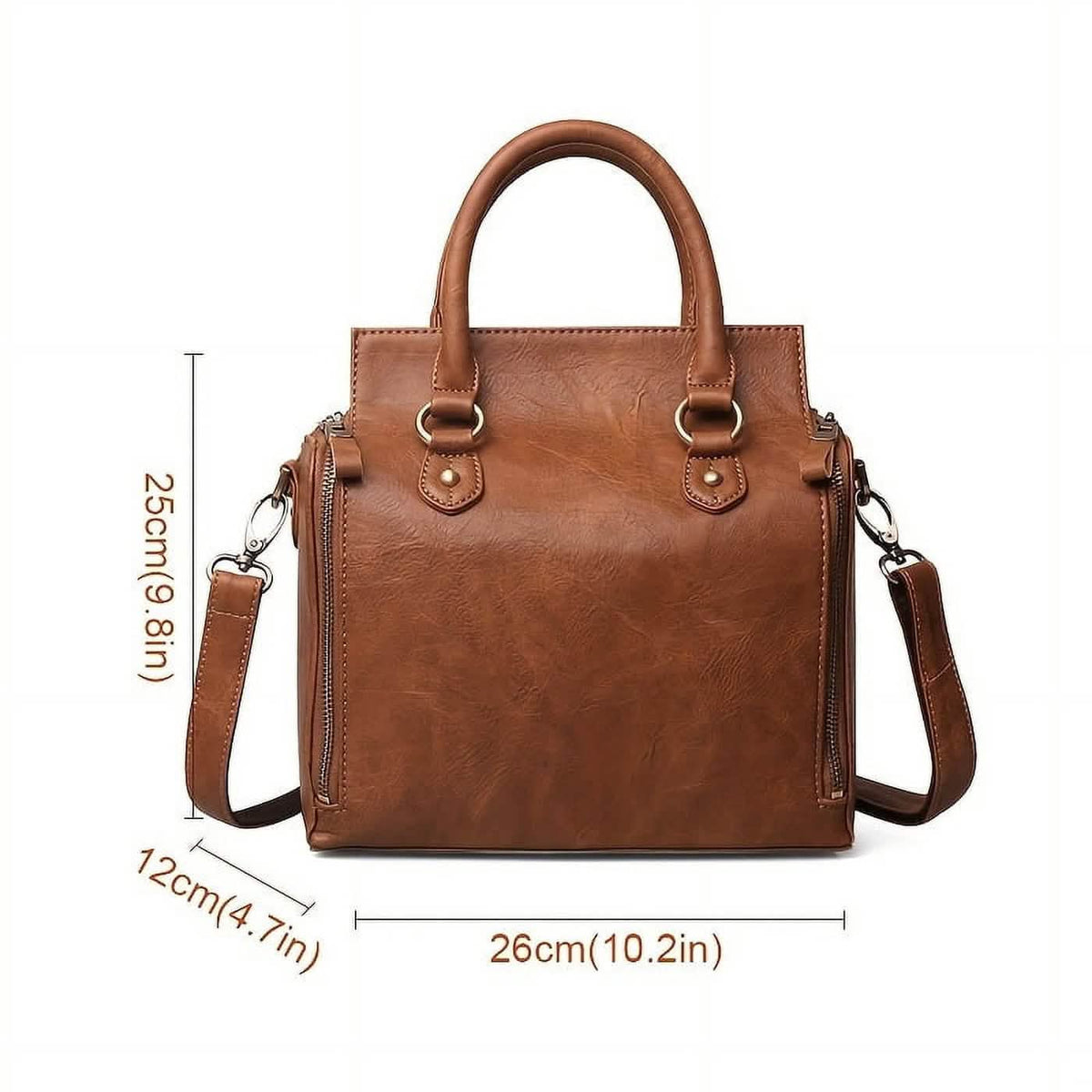 Vintage PU-Leder-Handtasche mit Multitaschen-Organizer-Einsatz