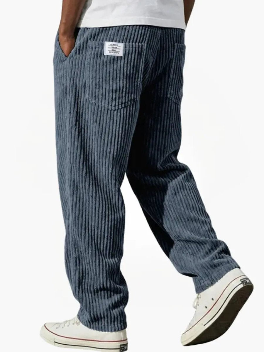 Herren Lockere Cord-Hose mit Elastikbund Gerade Passform