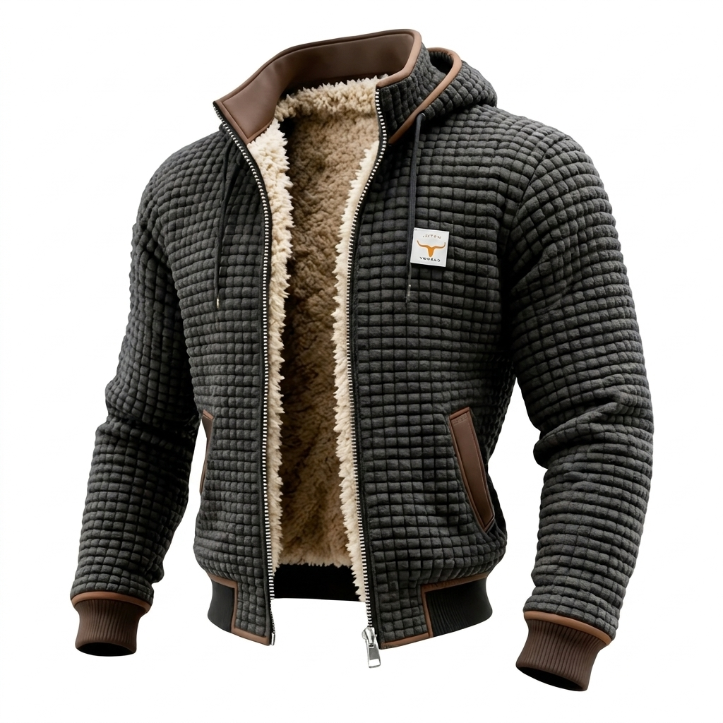 Retrojacke mit Kapuze und Reißverschluss