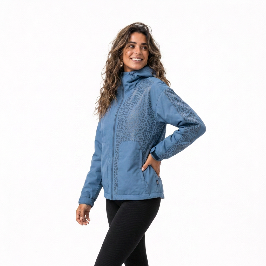 Regenjacke Damen mit verstecktem Leoparden-Print