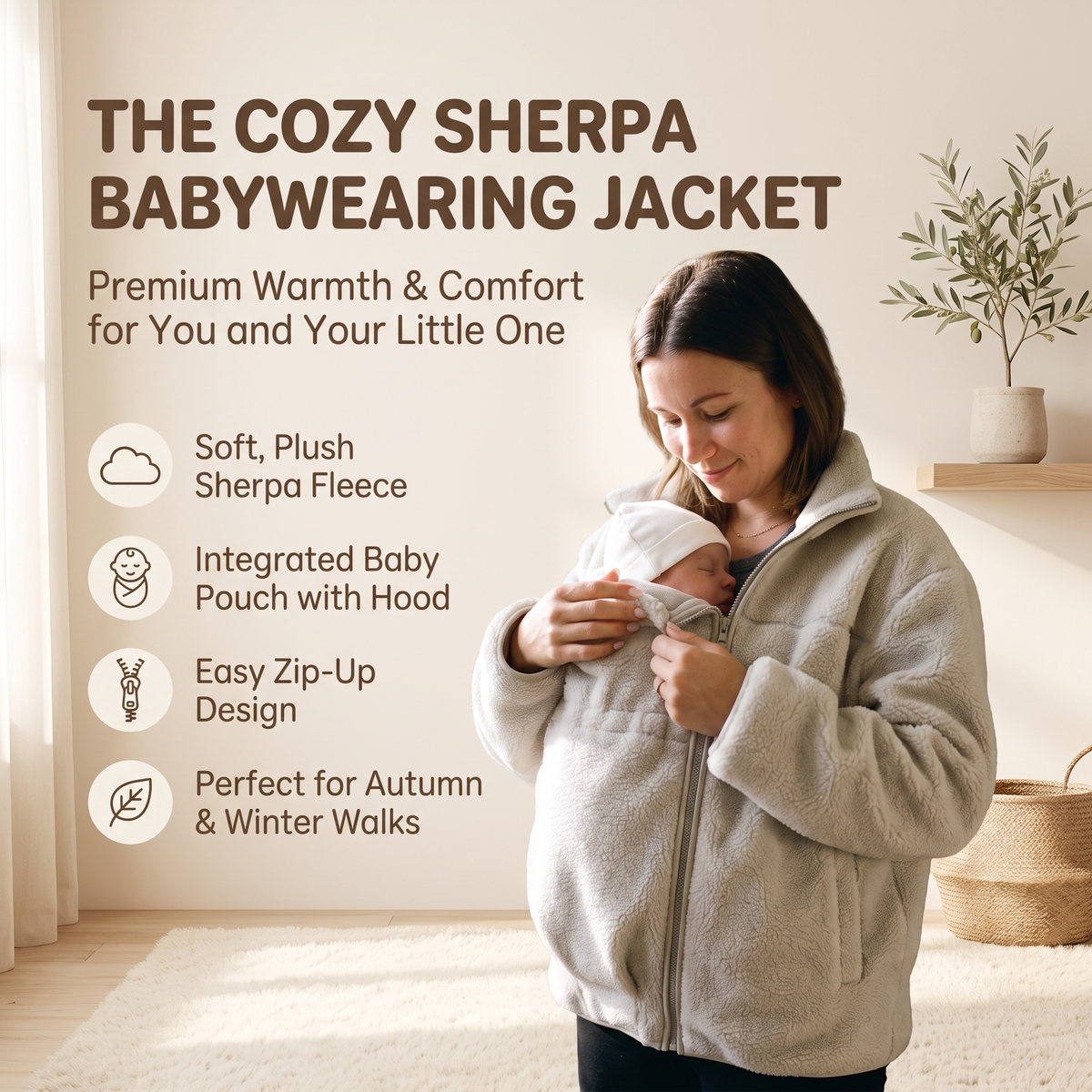 2 in 1 Teddy Umstands- und Tragejacke