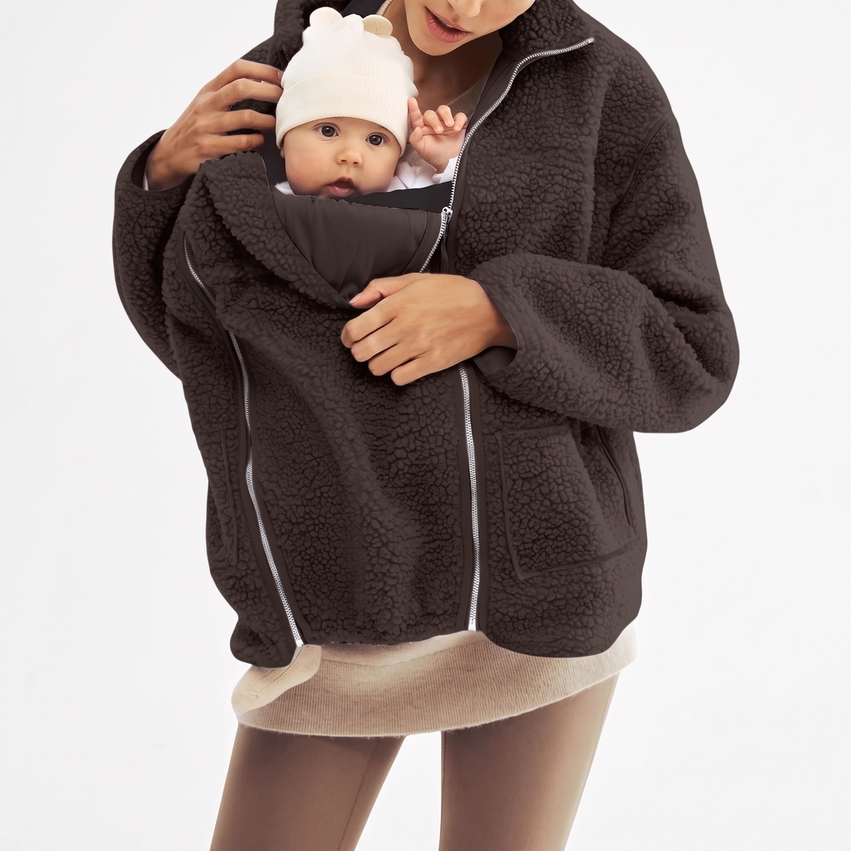 2 in 1 Teddy Umstands- und Tragejacke