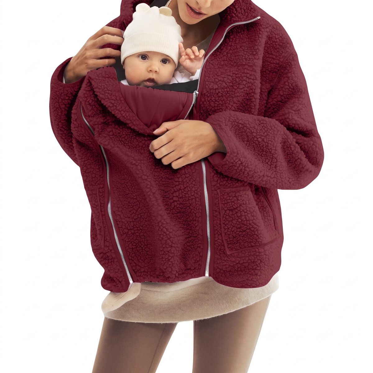 2 in 1 Teddy Umstands- und Tragejacke