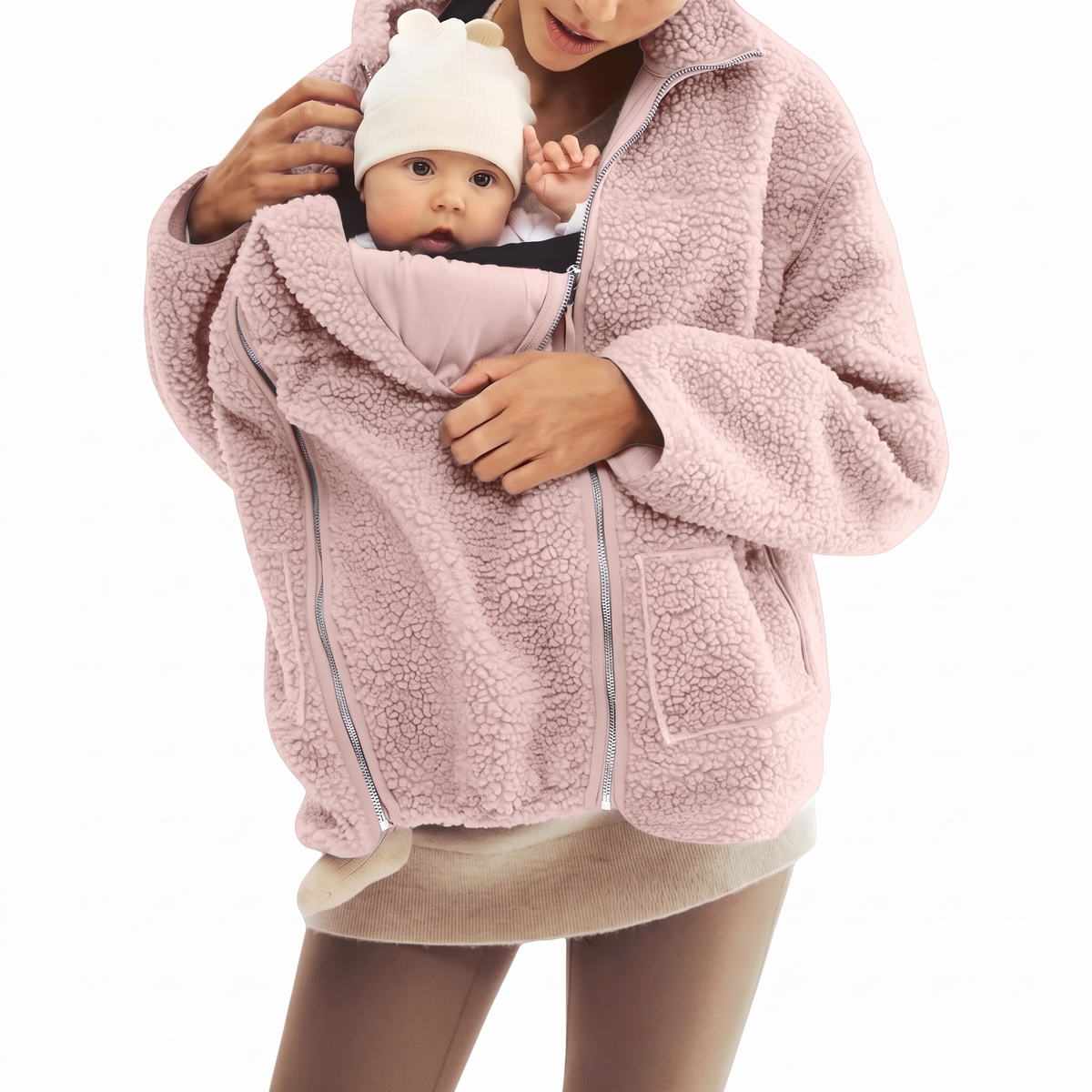 2 in 1 Teddy Umstands- und Tragejacke
