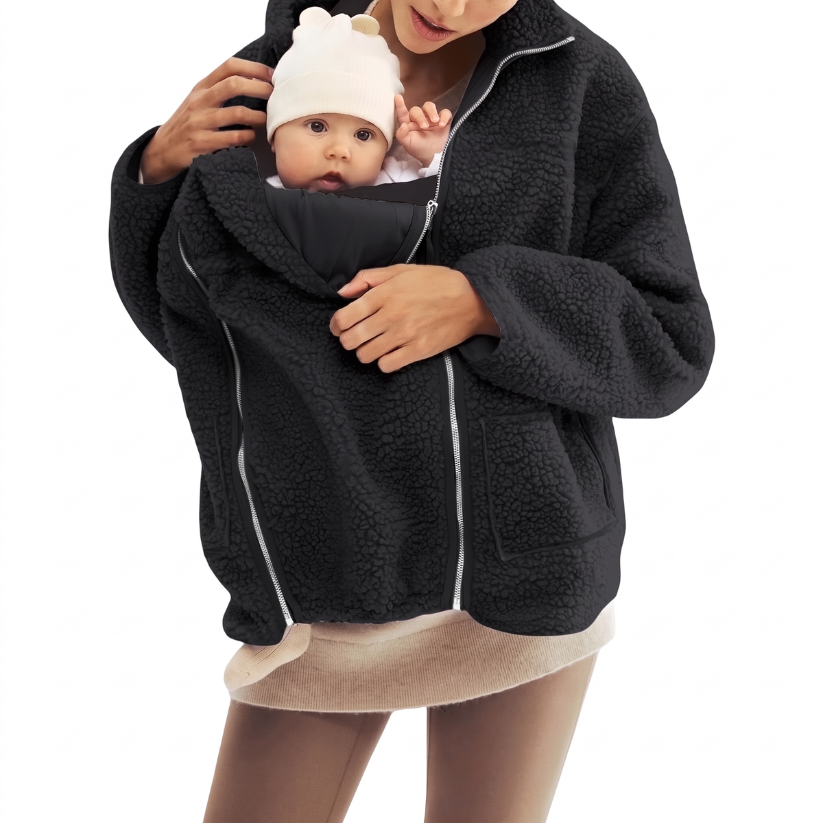 2 in 1 Teddy Umstands- und Tragejacke