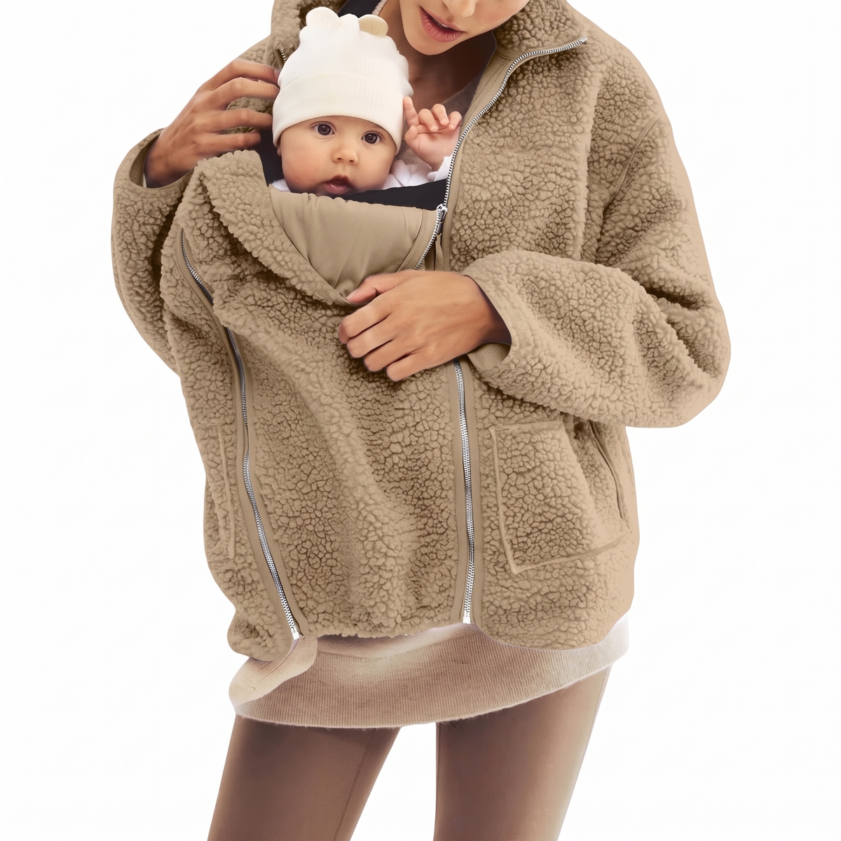 2 in 1 Teddy Umstands- und Tragejacke