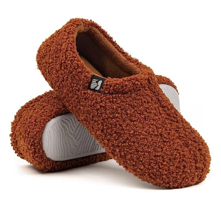 Sherpa-Fleece-Hausschuh mit Memory-Foam-Fußbett und Gummisohle, maschinenwaschbar
