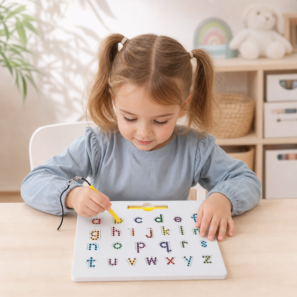 2-in-1 Magnetische Tafel zum Erlernen des Schreibens von Groß- und Kleinbuchstaben