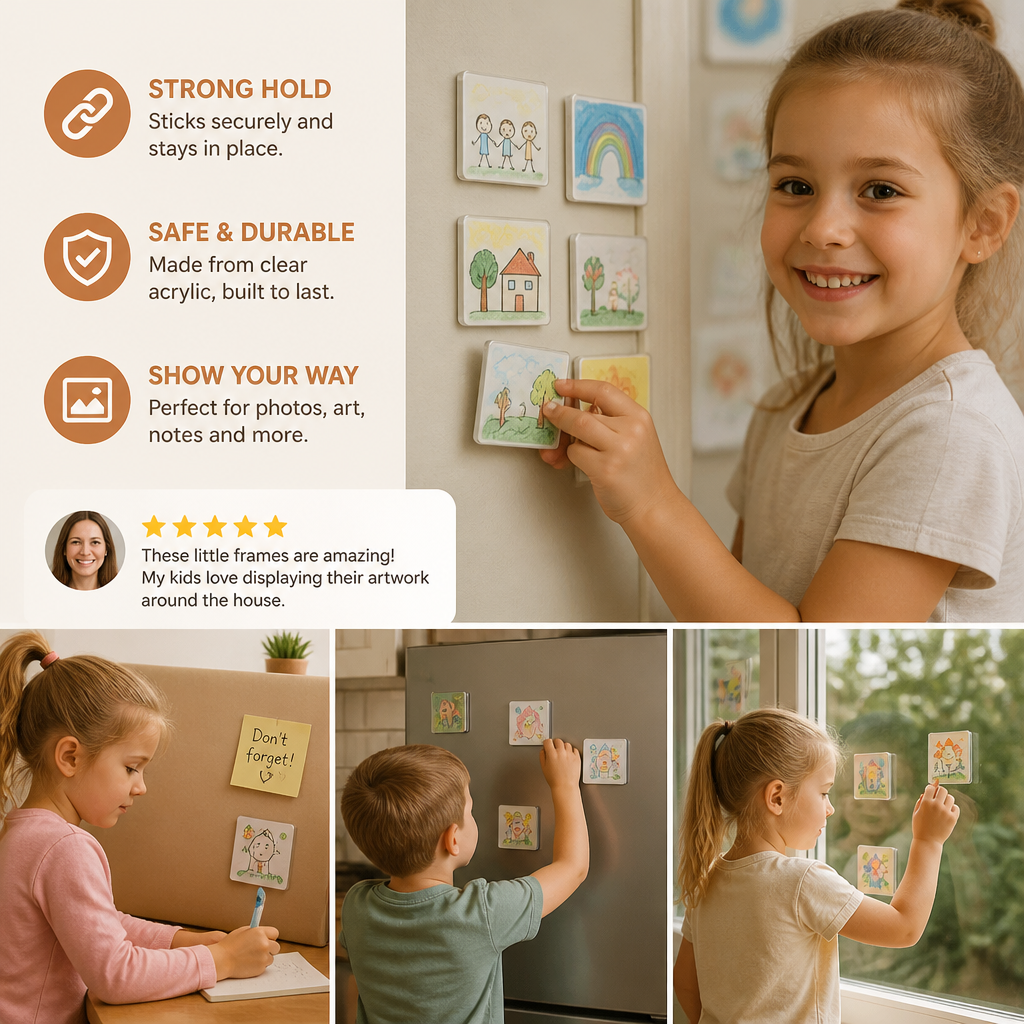 Klare Acryl-Magnetrahmen für Fotos mit Kleberückseite 5er-Set