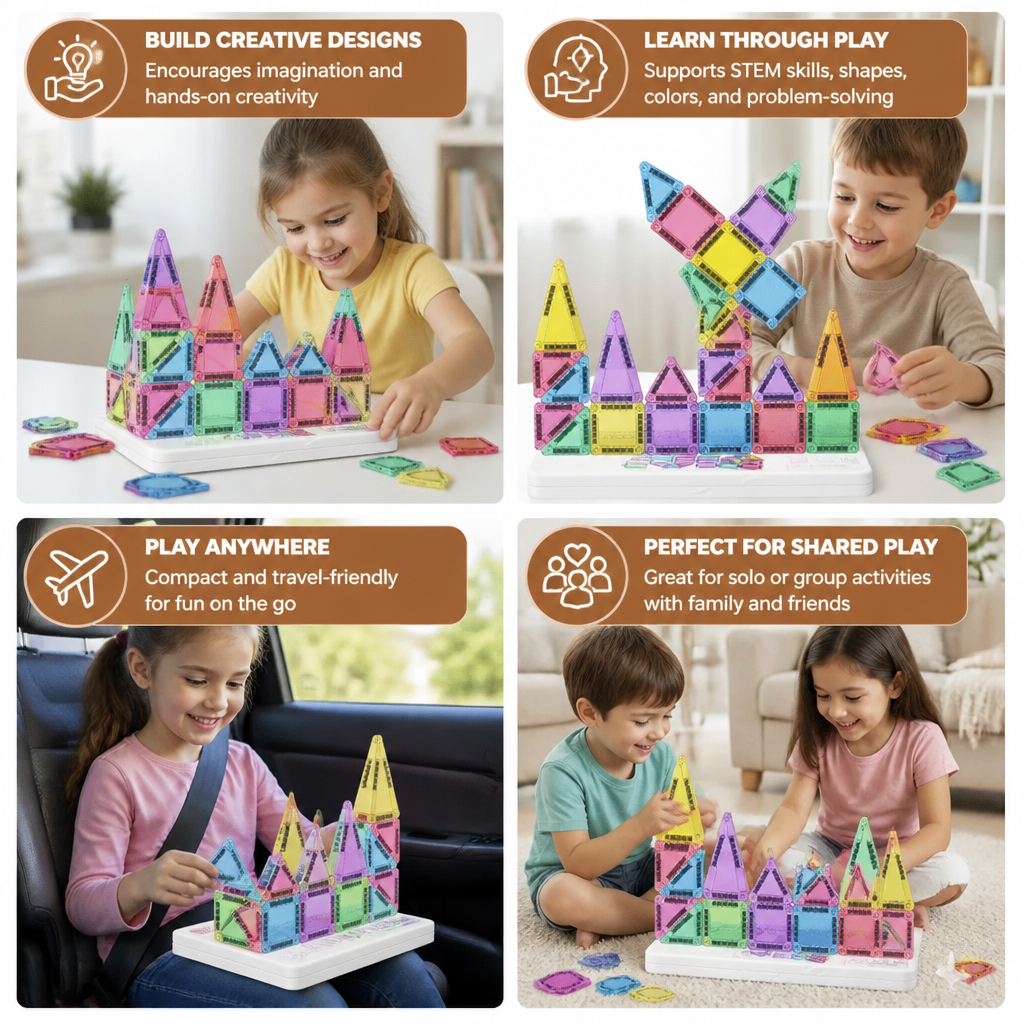 Kompakte Magnetfliesen – 40-teiliges Montessori-Reiseset