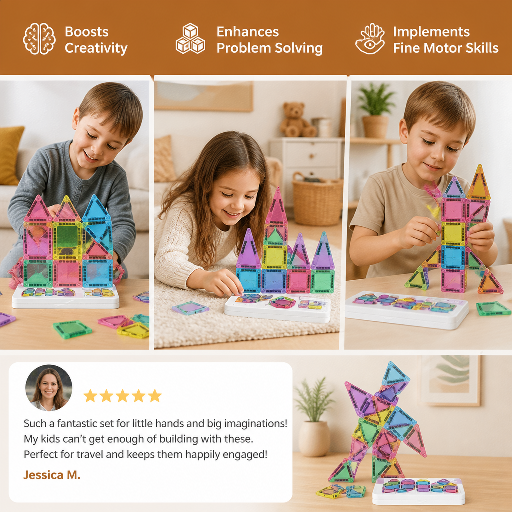 Kompakte Magnetfliesen – 40-teiliges Montessori-Reiseset
