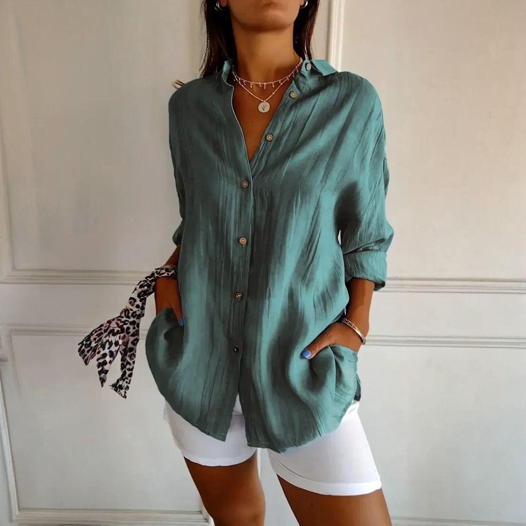 3er-Set Ibiza Hemden aus Baumwollleinen – Halbplissiertes Design