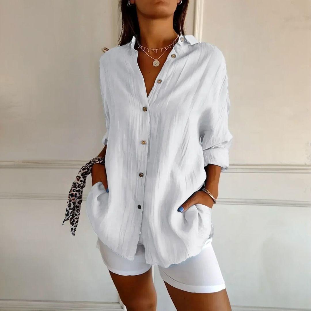 3er-Set Ibiza Hemden aus Baumwollleinen – Halbplissiertes Design